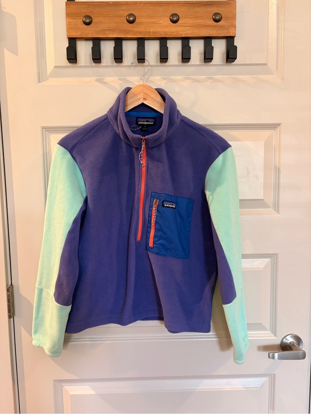 Patagonia Women's Fleece Pullover in Purple, Mint & Blue